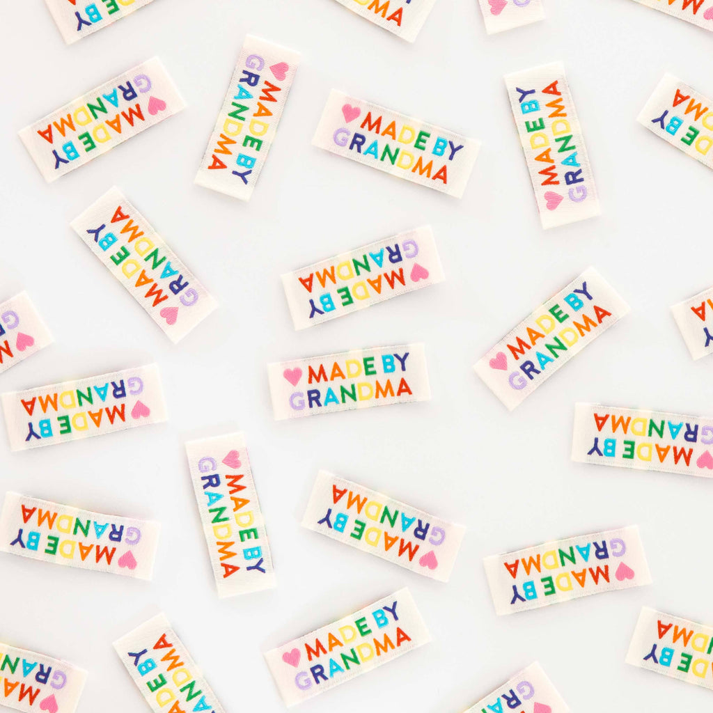 Made by Grandma Woven Sewing Labels Rainbow Colors