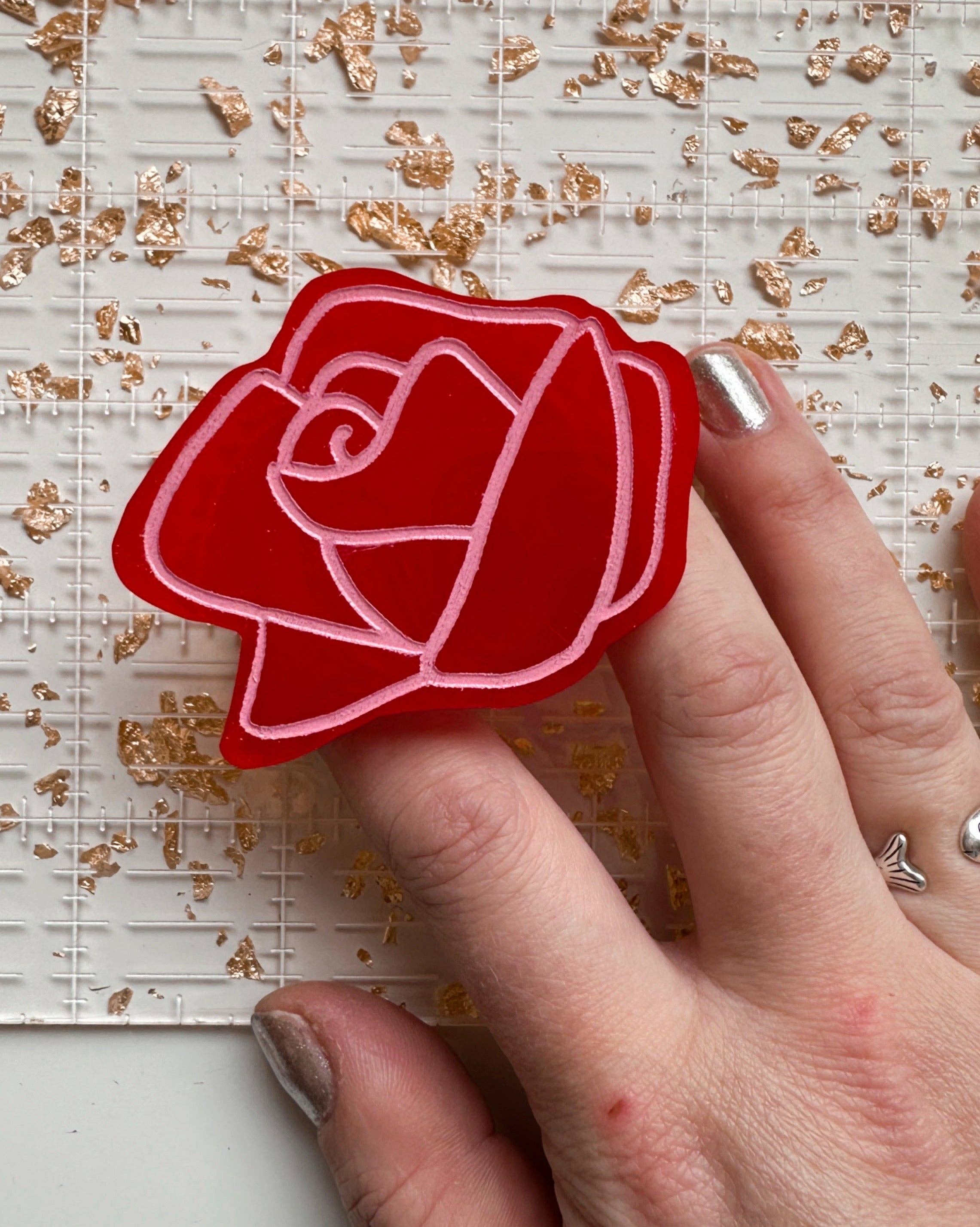 Rose pop-up ruler handle by Feral Notions