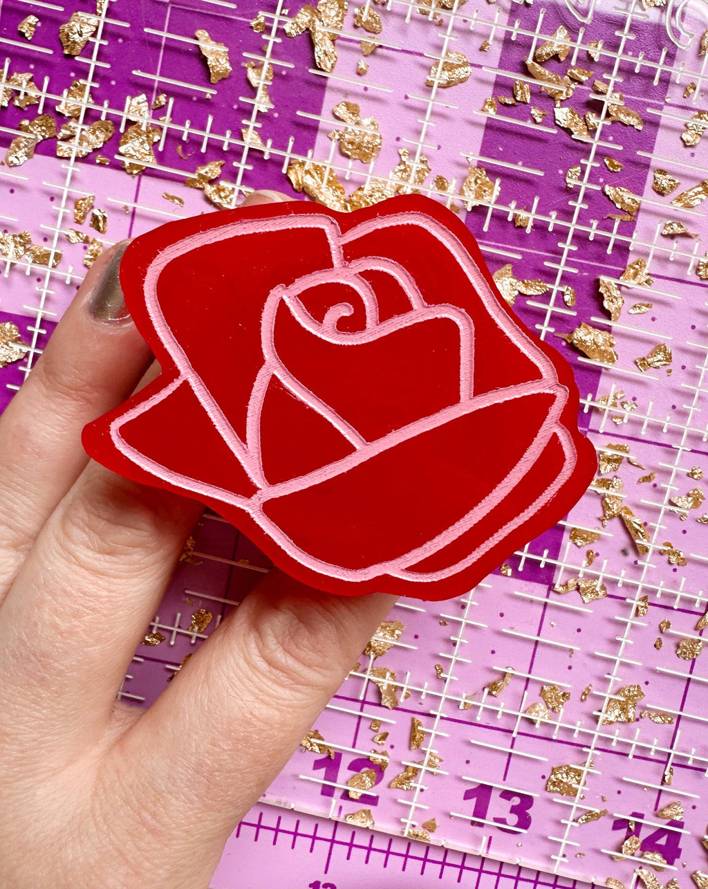 Rose pop-up ruler handle by Feral Notions