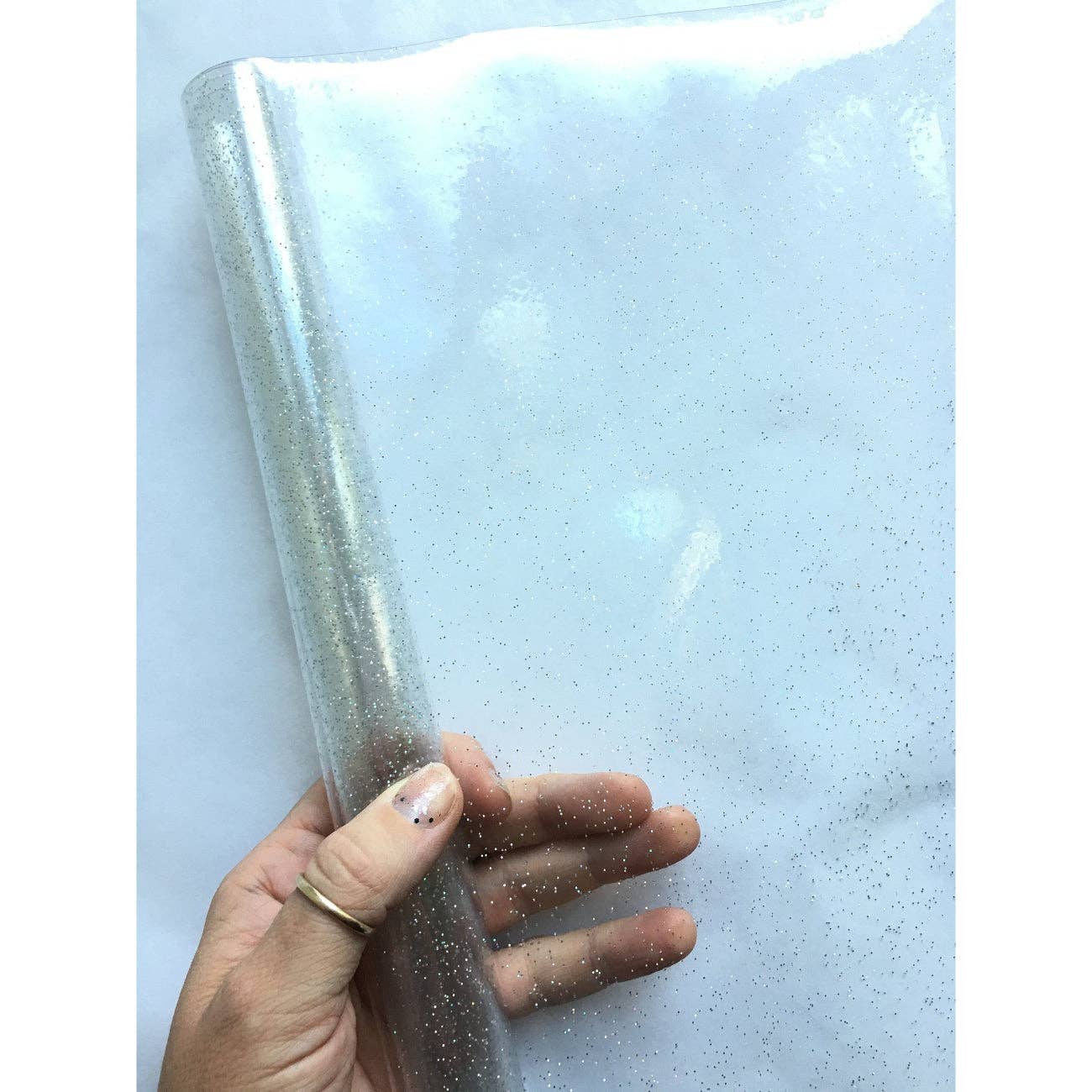Clear Glitter Vinyl | TPU See-Through Vinyl for Bag Making
