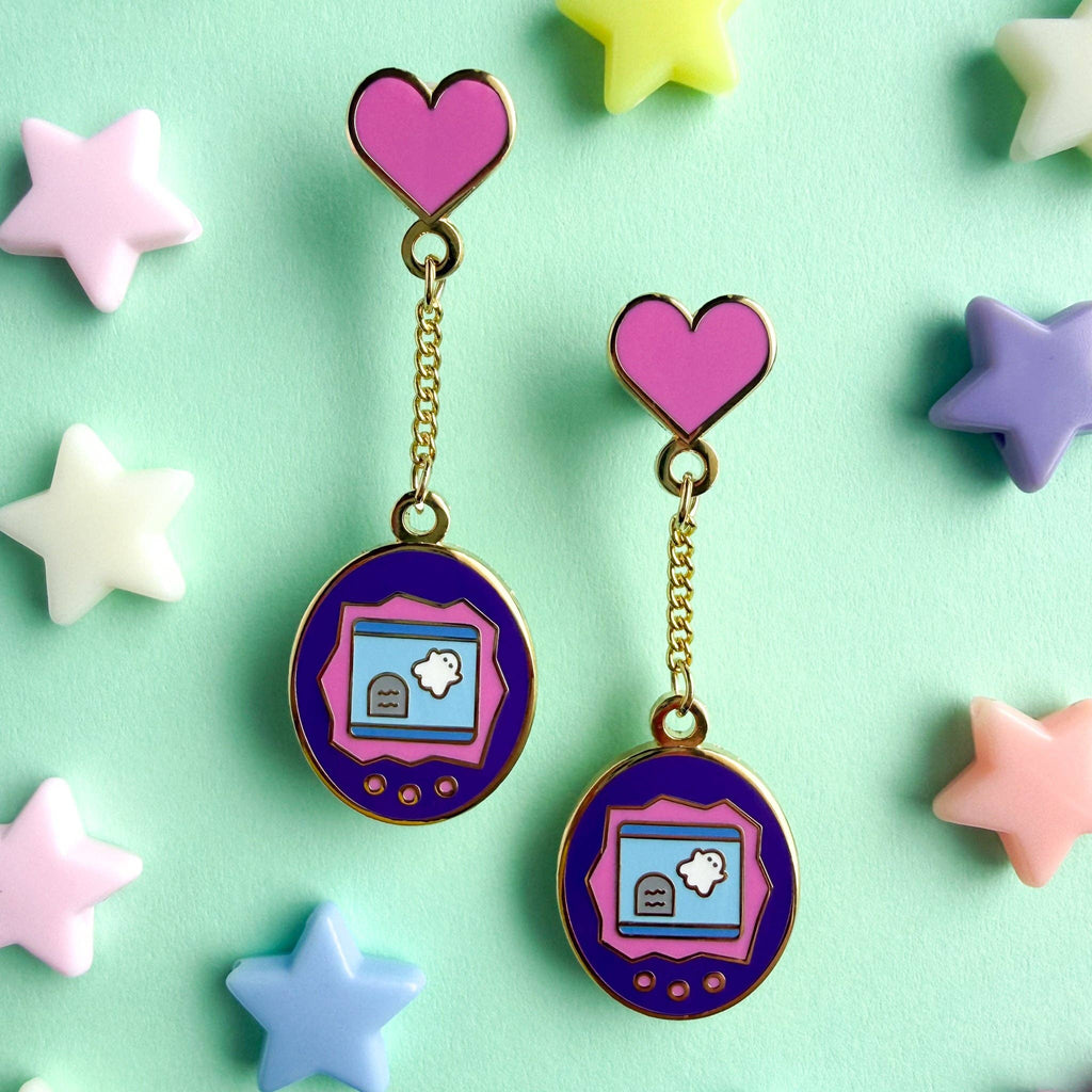 Ghost Virtual Pet Dangle Earrings