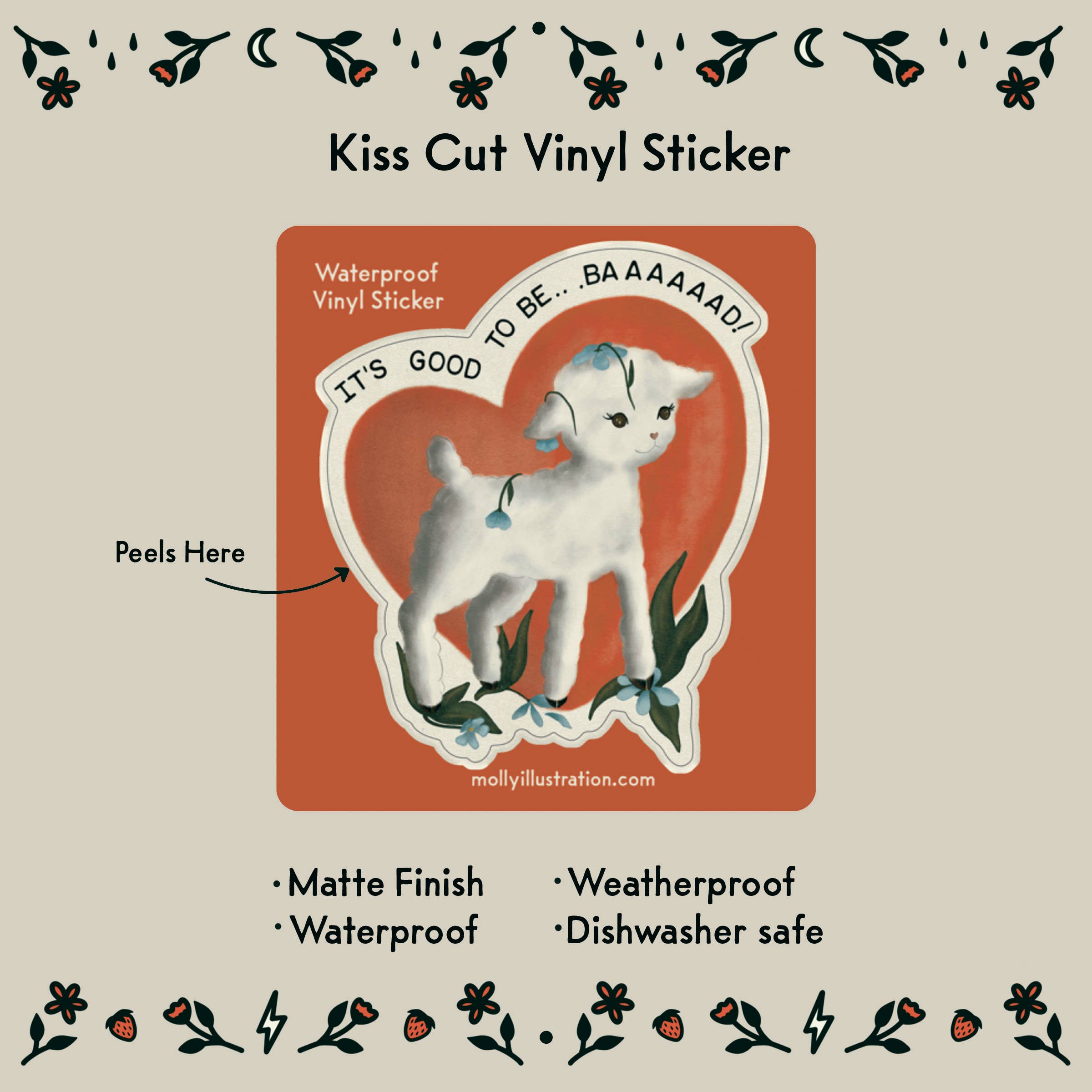 It’s Good to be Baaad Lamb Kiss Cut Waterproof Vinyl Sticker