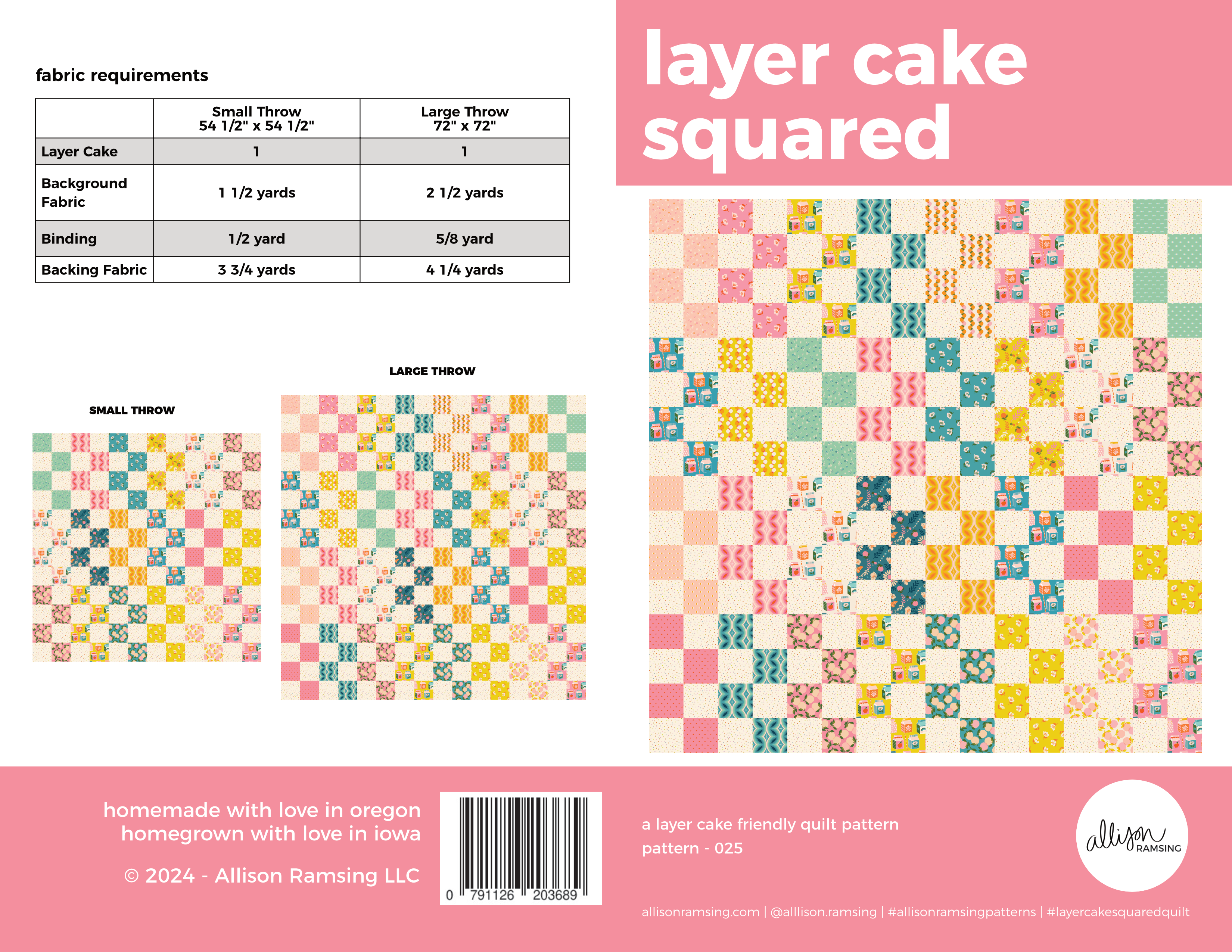 Layer Cake Squared Quilt Pattern - Printed