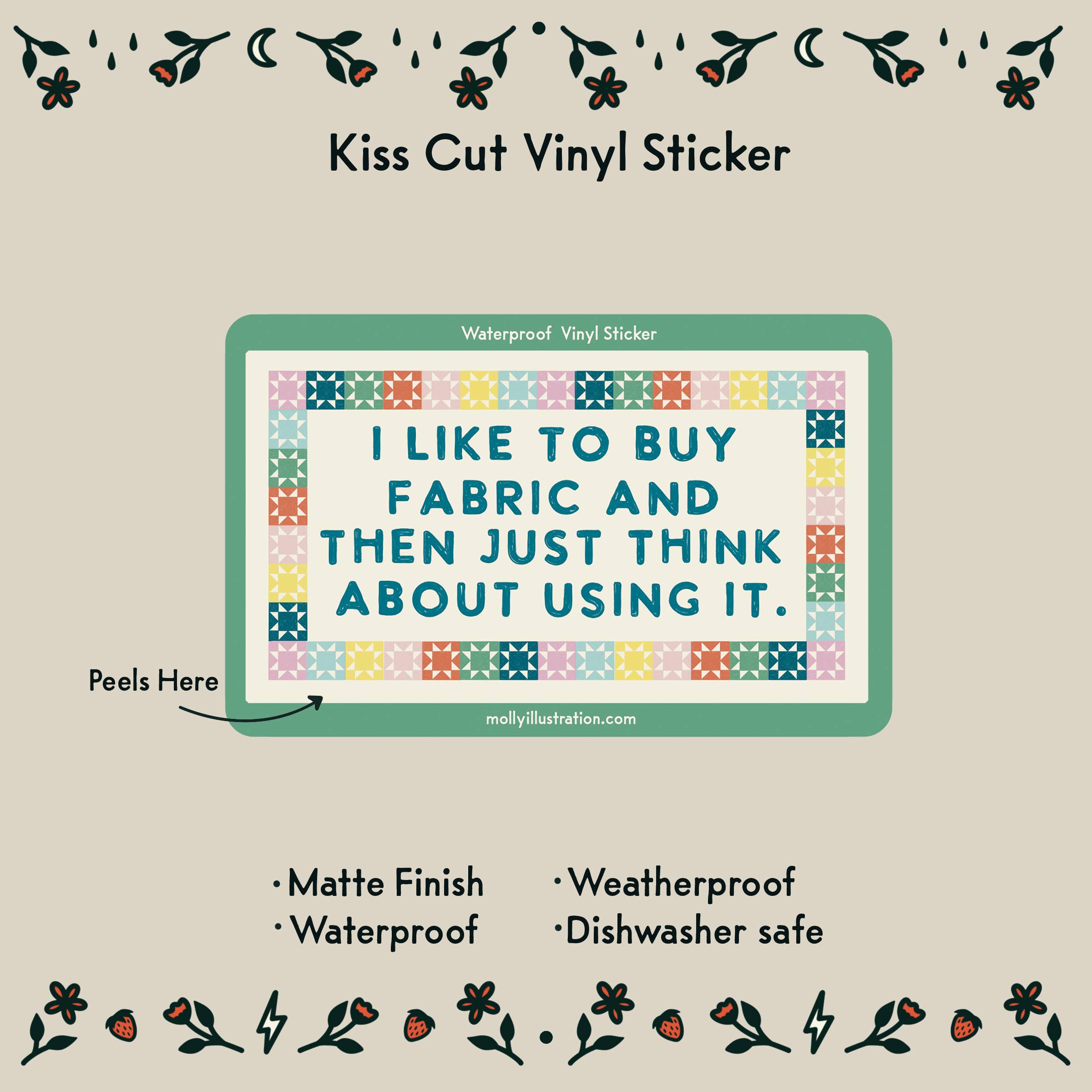 I Like to Buy Fabric Waterproof Vinyl Sticker