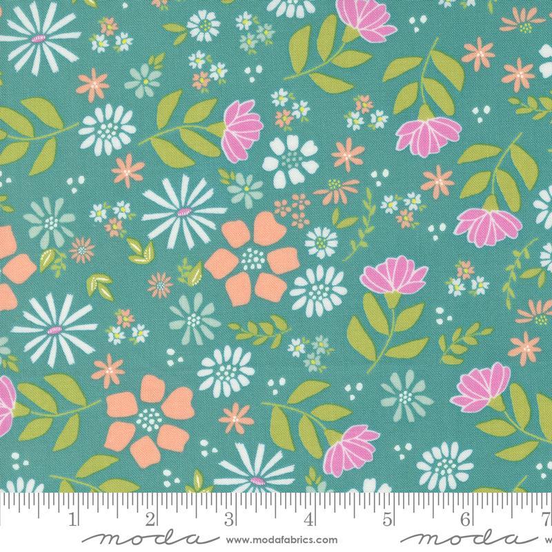 Laguna Sunrise | Teal Rose by Sherri & Chelsi for Moda