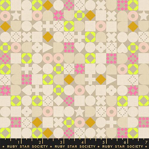 Khaki Blocked, Lofi Linens by Rashida Coleman-Hale for Ruby Star