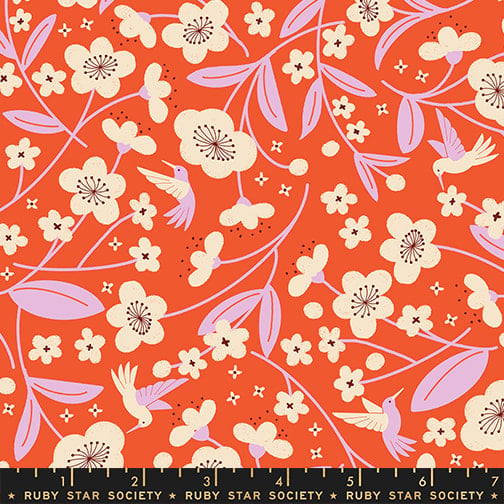 Blossoms in Warm Red, Persimmon, Ruby Star Society