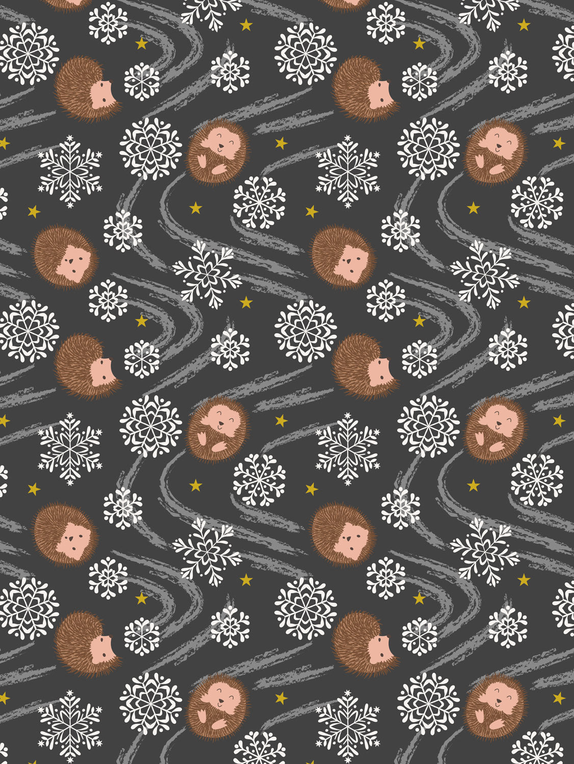 Snowflake Hedgehog on Night Time w/ Gold Metallic Christmas in Bluebell Wood by Lewis and Irene