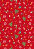 Scattered Festice on Red w/Gold Metallic Christmas in Bluebell Wood by Lewis and Irene