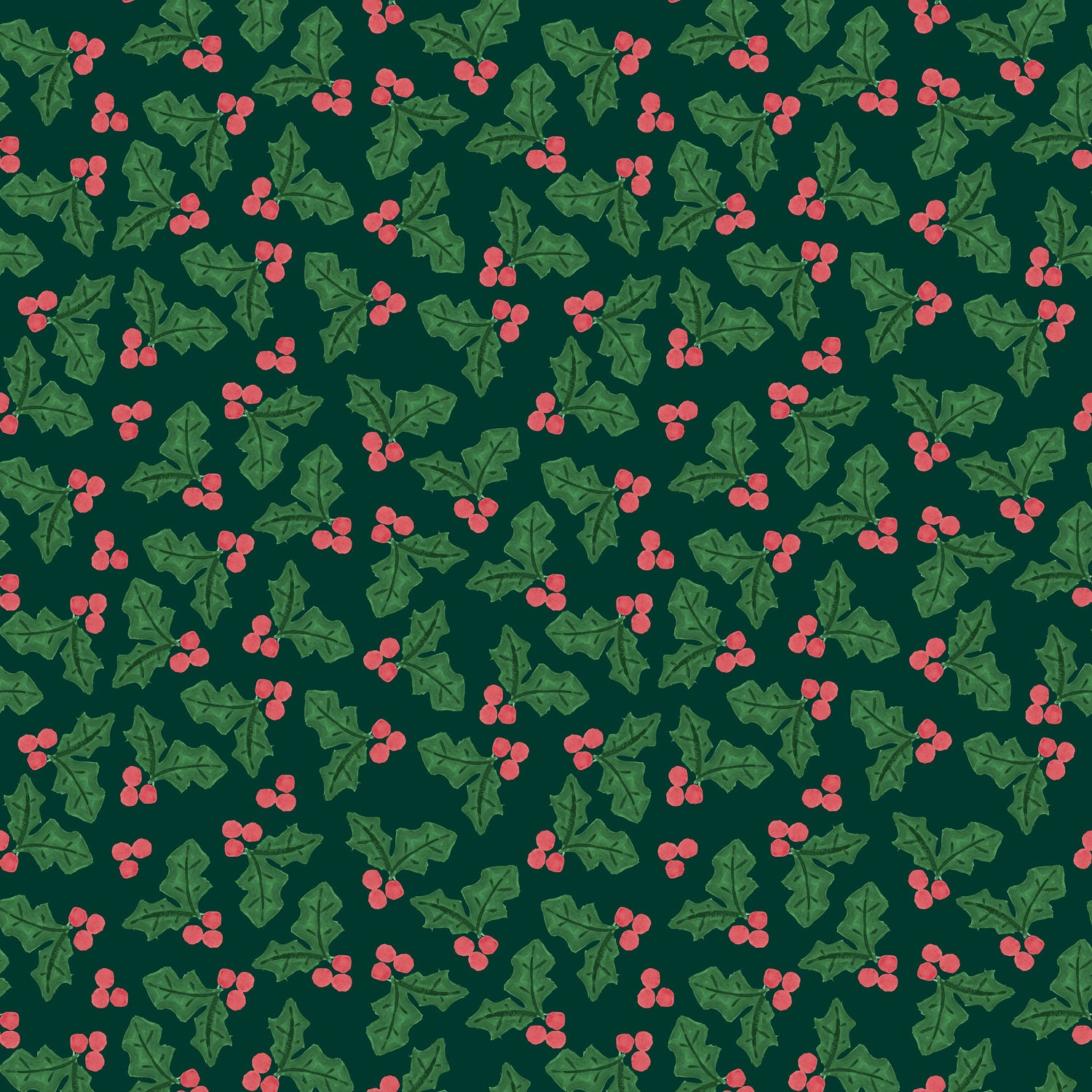 Holly on Black Merry Happy Christmas by Lewis & Irene