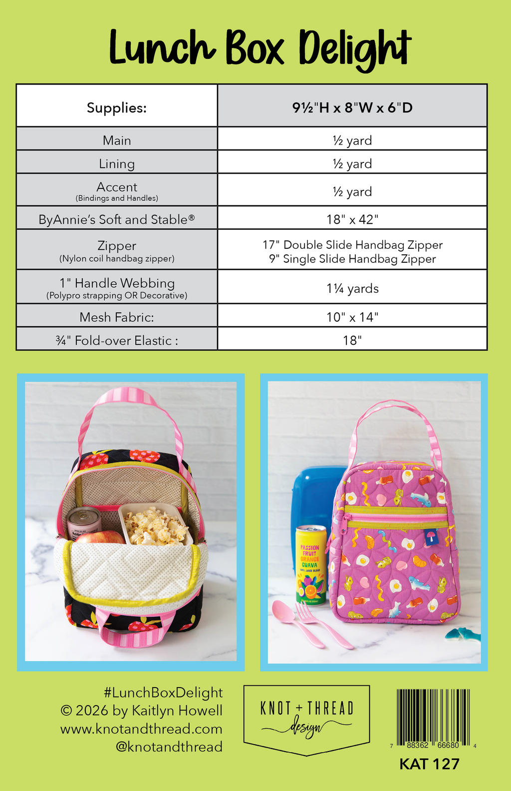 Lunch Box Delight Paper Pattern by Knot & Thread