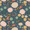 Riley Blake - Ivy Reese - 108in Wide Back - Floral Navy