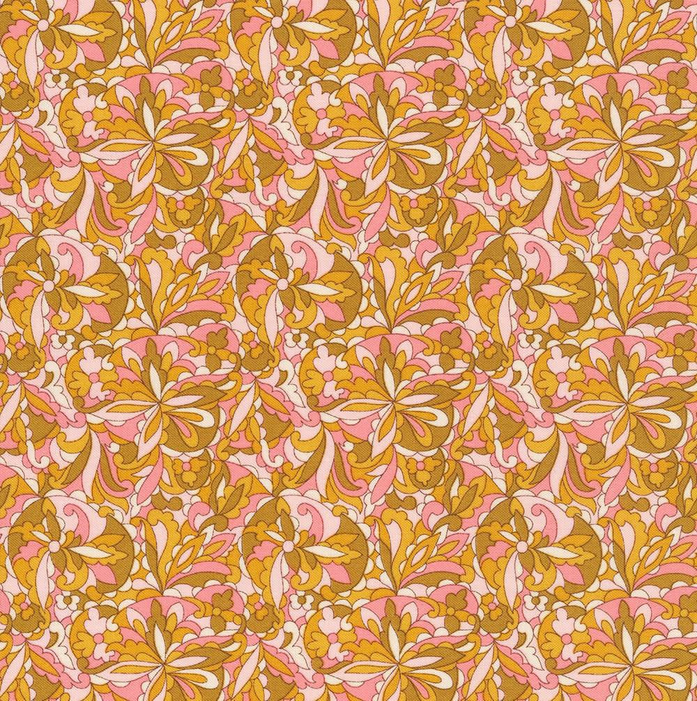 Swirling Kaleidoscope Gold/Pink, Summer Fair by Liberty Fabrics