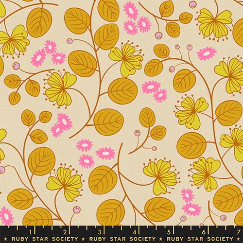 Parchment Caper Floral, Lofi Linen by Rashida Coleman-Hale for Ruby Star