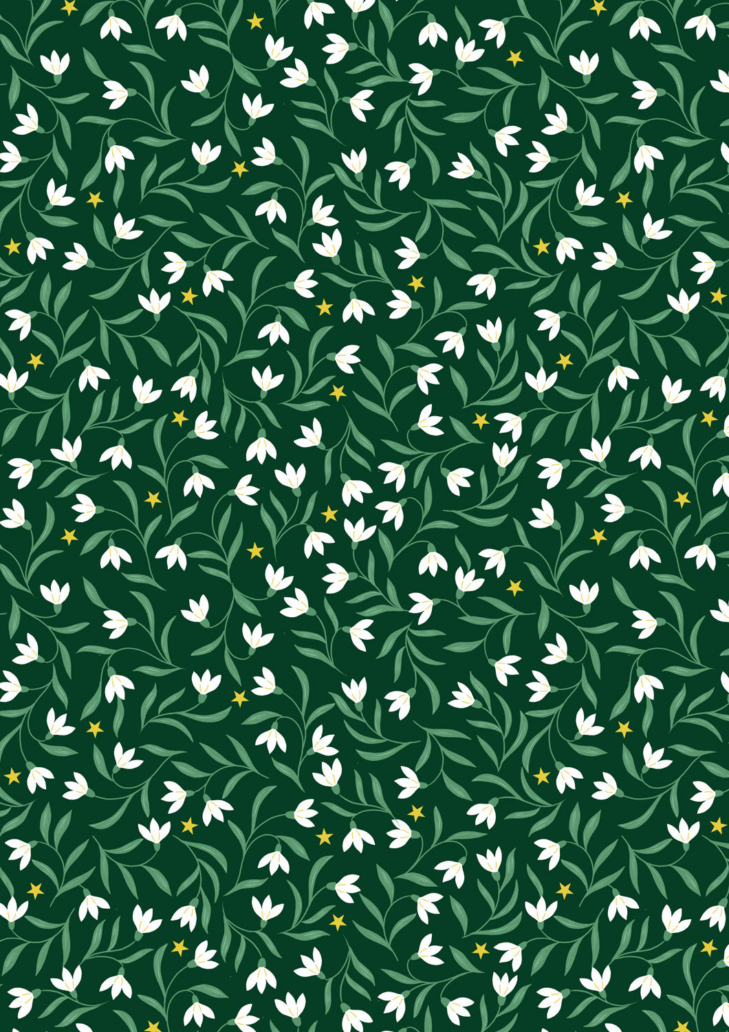 Snowdrops on Green with Gold Metallic Christmas in Bluebell Wood by Lewis and Irene
