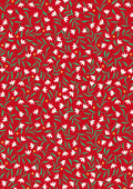 Snowdrops on Red w/Gold Metallic Christmas in Bluebell Wood by Lewis and Irene