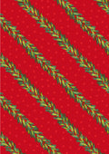 Spruce Garland on Red w/Gold Metallic Christmas in Bluebell Wood by Lewis and Irene