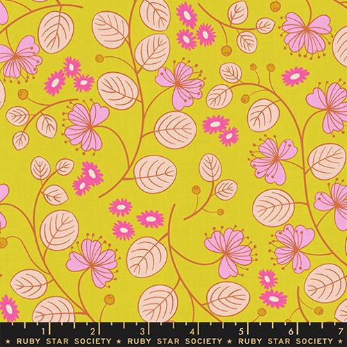 Citron Caper Floral, Lofi Linens by Rashida Coleman-Hale for Ruby Star