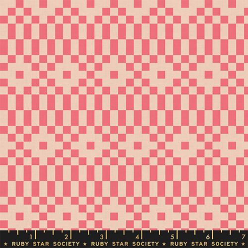Lofi Wovens Ruby Star - Bitmapped Neon Coral