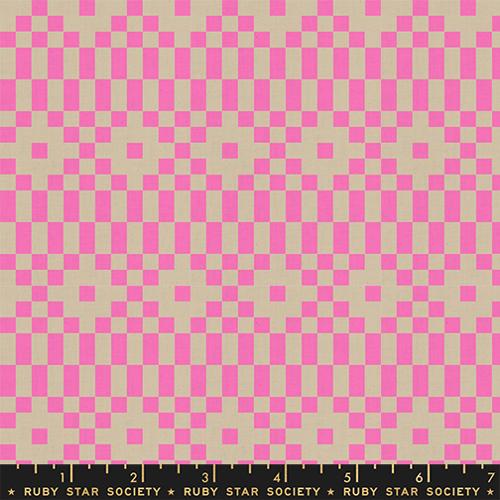 Lofi Wovens Ruby Star - Bitmapped Neon Pink