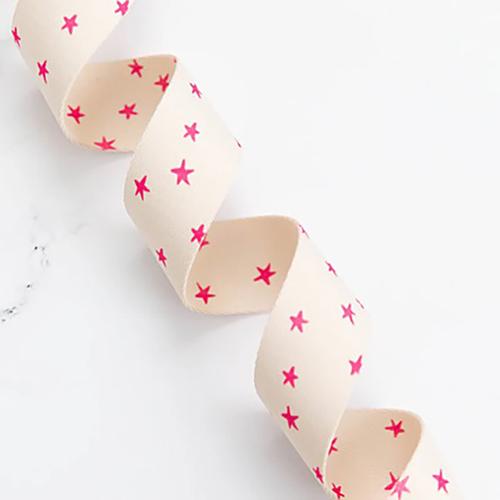 1.5" Starry Natural/Pink Webbing Ruby Star Society by Stitch Supply