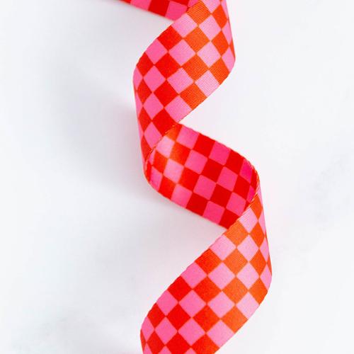 Red & Pink Checkered 1.5" Webbing from Stitch Supply