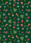 Scattered Festive in Green w/Gild Metallic Christmas in Bluebell Wood by Lewis and Irene