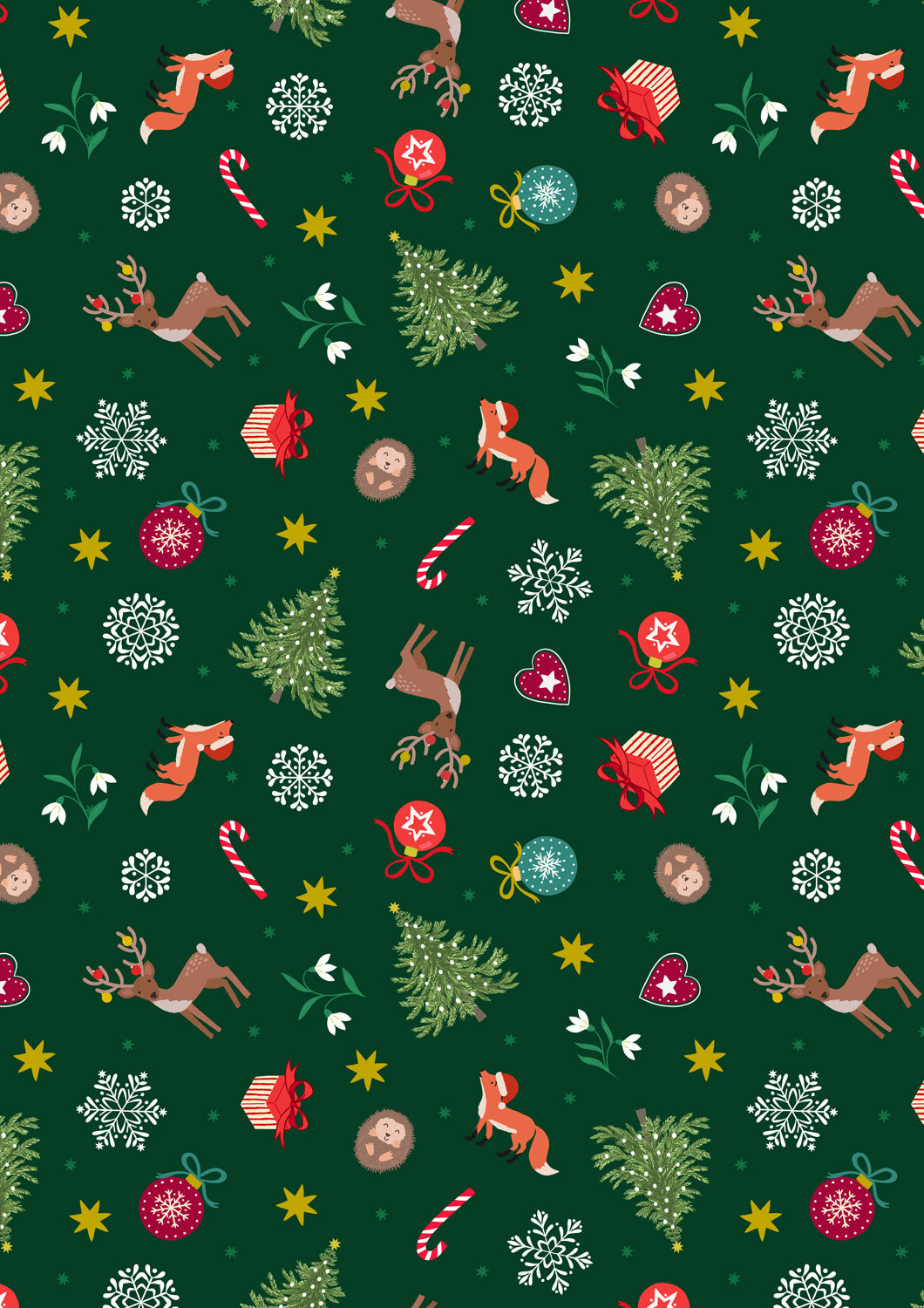 Scattered Festive in Green w/Gild Metallic Christmas in Bluebell Wood by Lewis and Irene