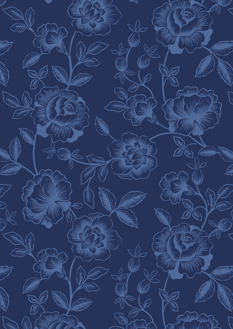 Rosemary Trail on Dark Blue, Porcelain & Sea Glass by Lewis and Irene