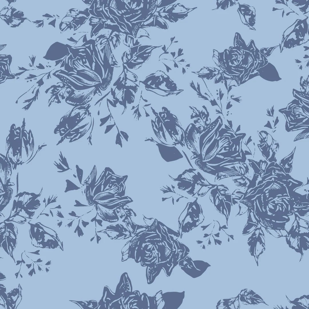 Vintage Roses Blue by Mia Presley Fabric