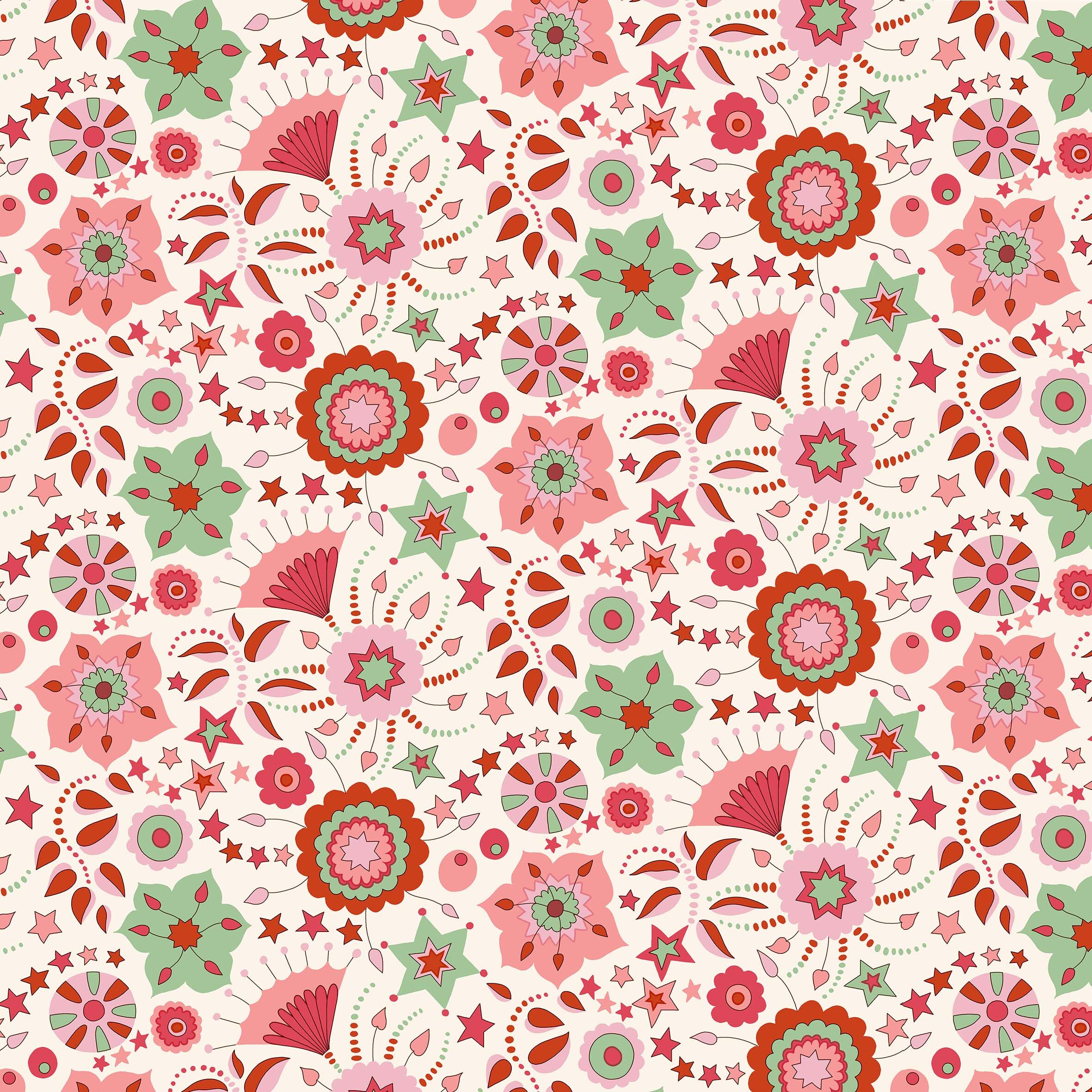 Festive Florals Red/Green Summer Fair by Liberty Fabrics