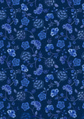 Inky Floral Trails on Dark Indigo, Porcelain & Sea Glass by Lewis and Irene
